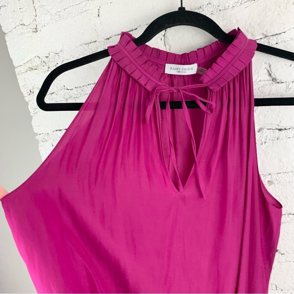 Ramy Brook Mindy Fuchsia Pink Pleated Smocked Blouse - Picture 4 of 13